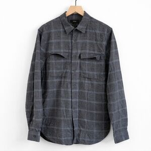 Vince Gray Blue Plaid Button Down Shirt‎ Mens Medium 100% Cotton Flannel